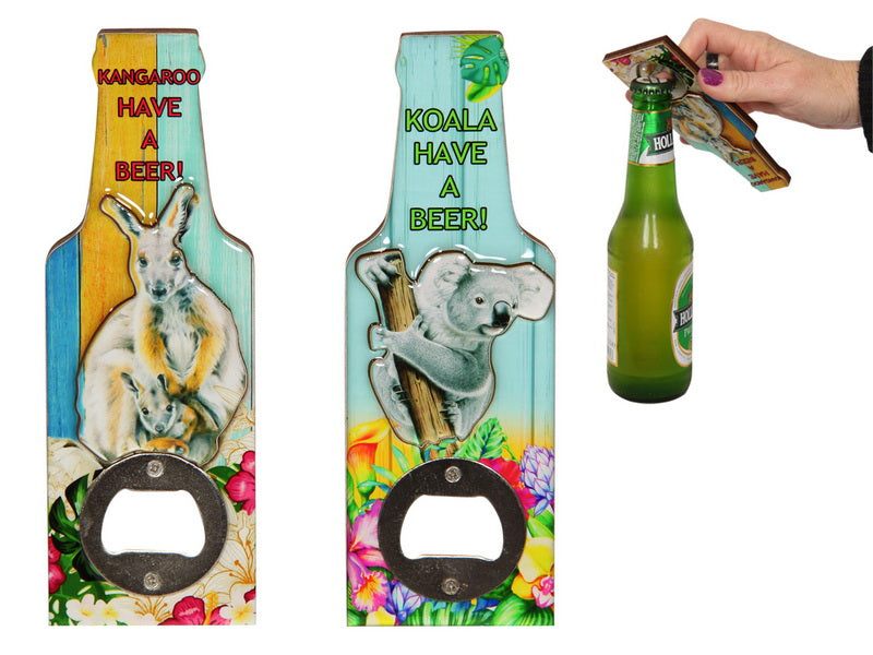 16cm Kangaroo & Koala Bottle Opener Fridge Magnets