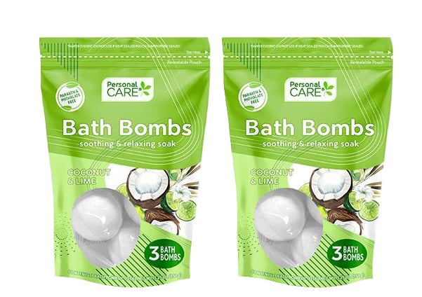 3pk Coconut & Lime Bath Bombs - Personal Care