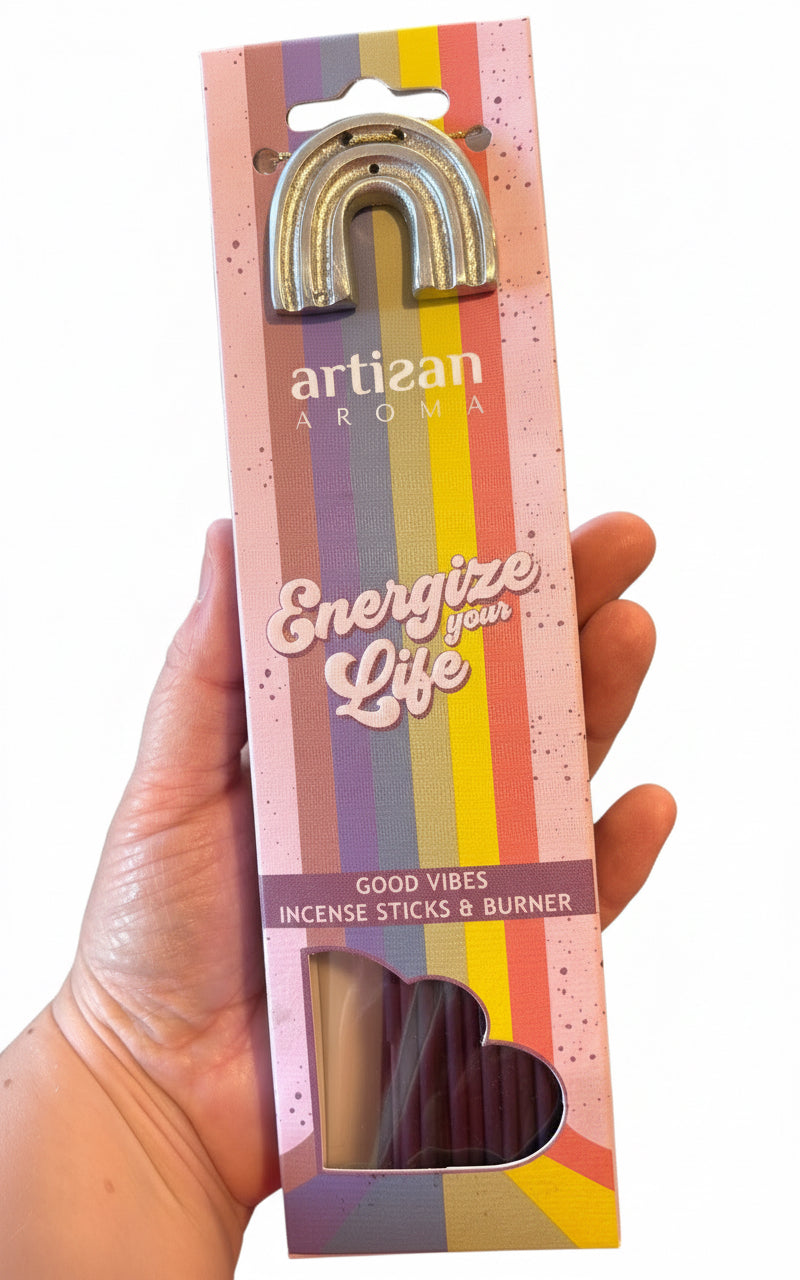 Artisan Aroma Good Vibes Incense Sticks & Burner