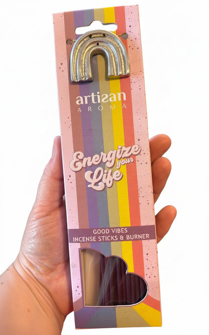Artisan Aroma Good Vibes Incense Sticks & Burner