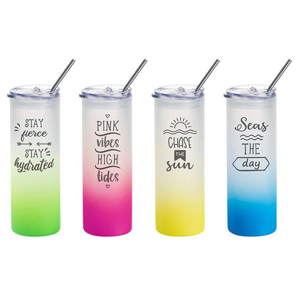 Tall Glass Tumblers With Quotes - 8 Different Styles