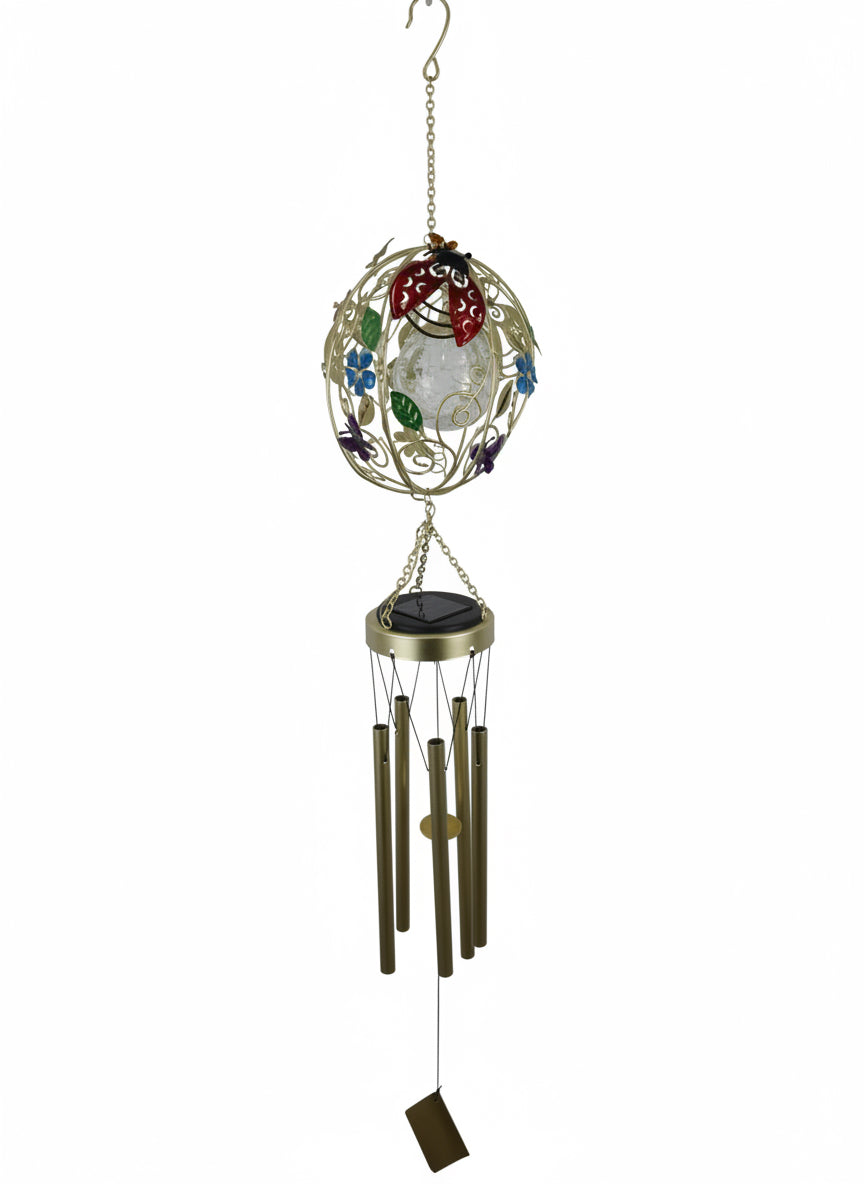 Ladybug Windchimes With Solar Light Ball