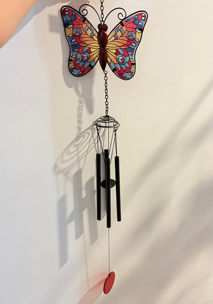 Mosaic Glass Butterfly Wind chimes