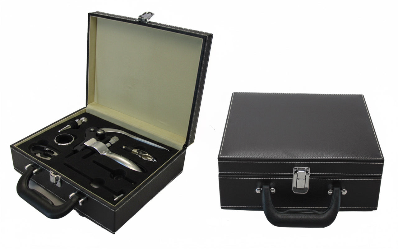 Leather Boxed Wine Accessories Set