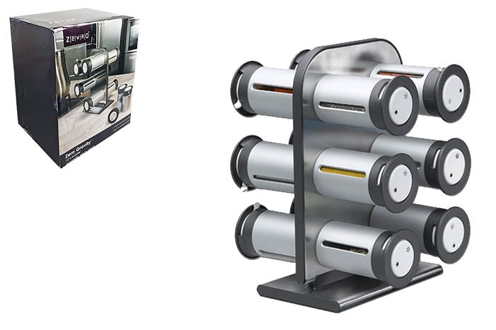 Zevro Zero Gravity Magnetic Countertop Spice Stand - 12 Canister - Silver