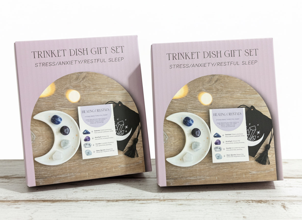 Trinket Dish Crystal Gift Set - Stress, Anxiety & Restful Sleep