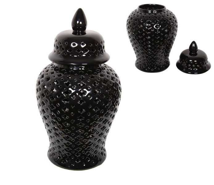 Black Moroccan Temple Jar - 41cm