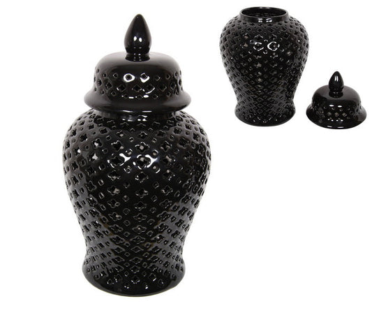 Black Moroccan Temple Jar - 41cm