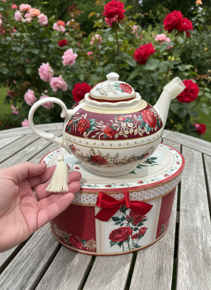 Red Rose Teapot With Giftbox