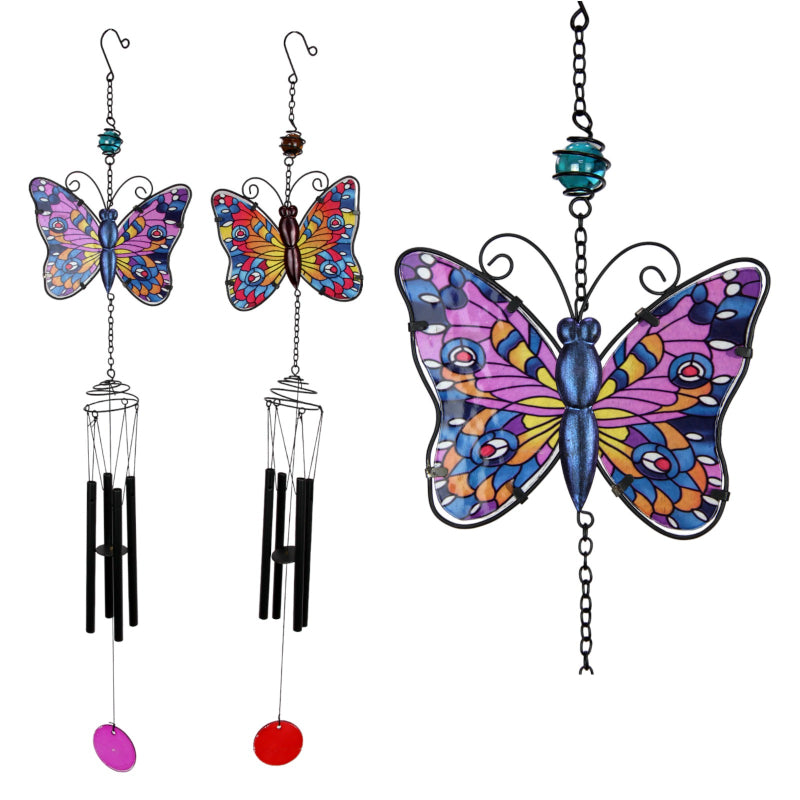 Mosaic Glass Butterfly Wind chimes