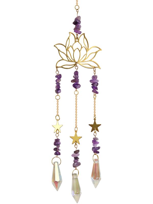 Amethyst Lotus Crystal Suncatcher