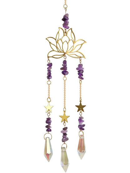 Amethyst Lotus Crystal Suncatcher