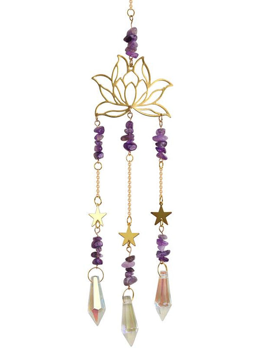 Amethyst Lotus Crystal Suncatcher