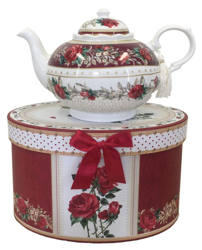 Red Rose Teapot With Giftbox