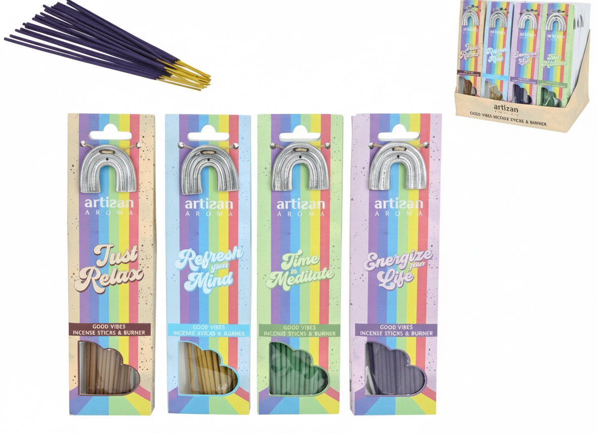 Artisan Aroma Good Vibes Incense Sticks & Burner