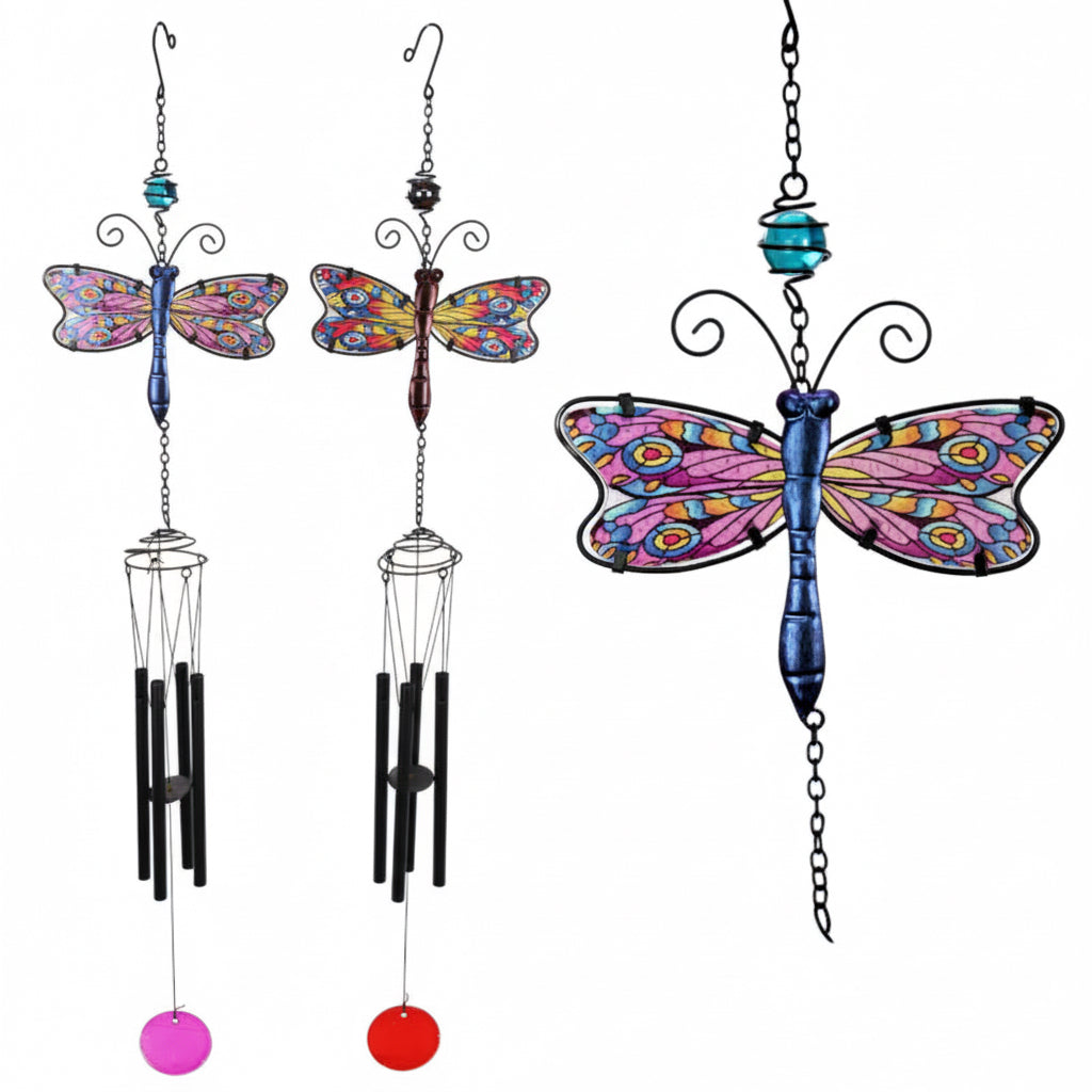 Mosaic Glass Dragonfly Wind Chimes
