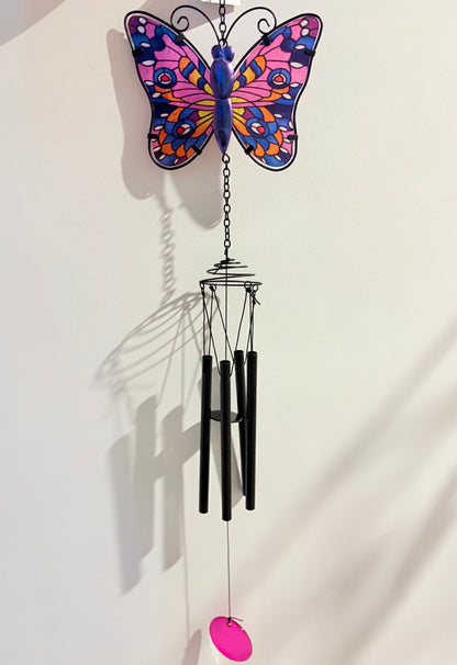 Mosaic Glass Butterfly Wind chimes