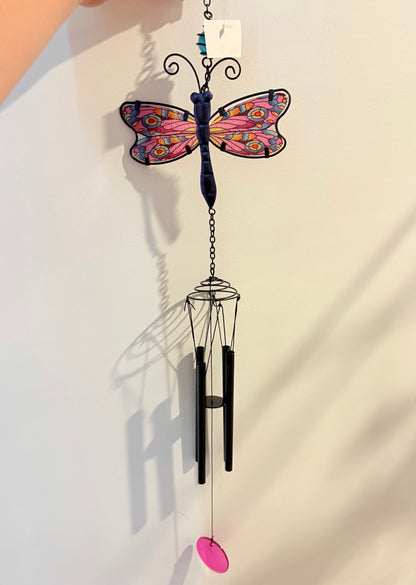 Mosaic Glass Dragonfly Wind Chimes