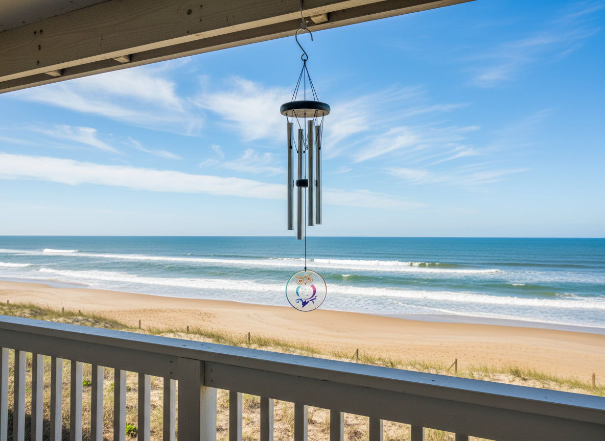 Classic 4 Tube Wind Chime With Owl Design