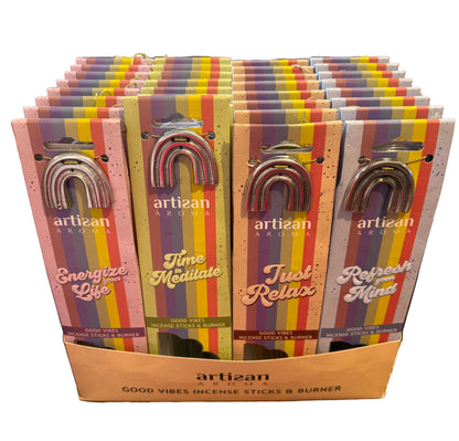 Artisan Aroma Good Vibes Incense Sticks & Burner