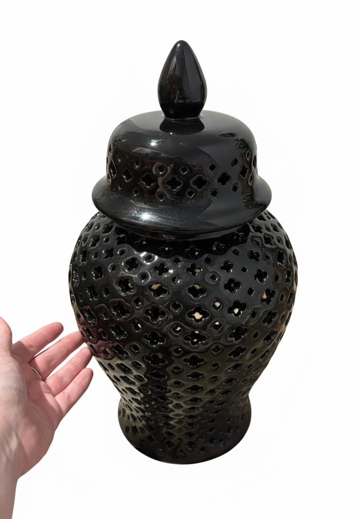 Black Moroccan Temple Jar - 41cm