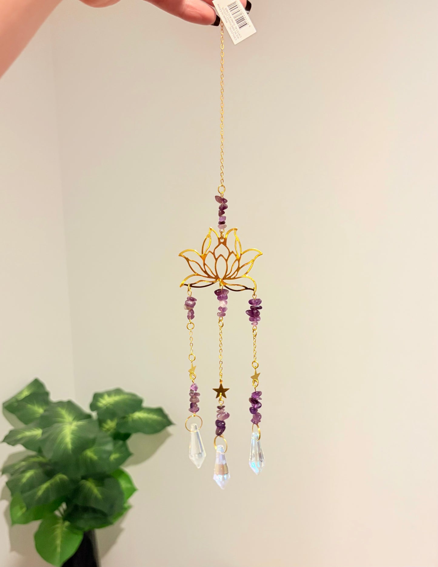 Amethyst Lotus Crystal Suncatcher