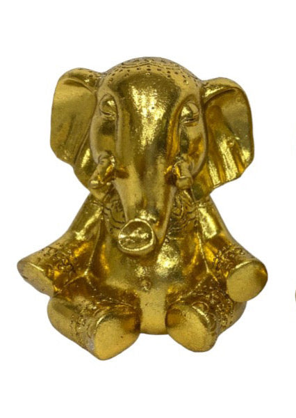 Resin Gold Sitting Ganesh Statues - 2 Designs