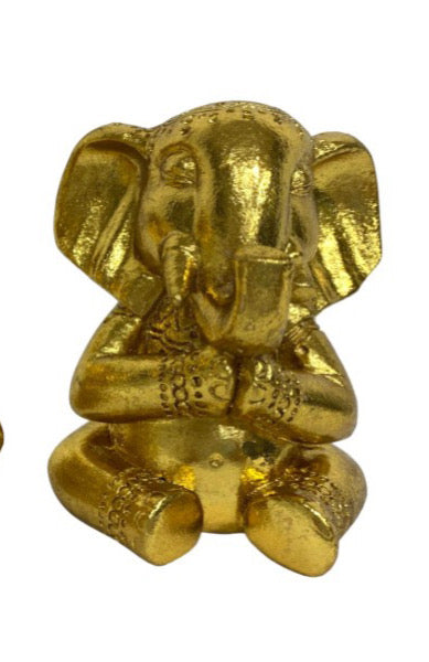 Resin Gold Sitting Ganesh Statues - 2 Designs